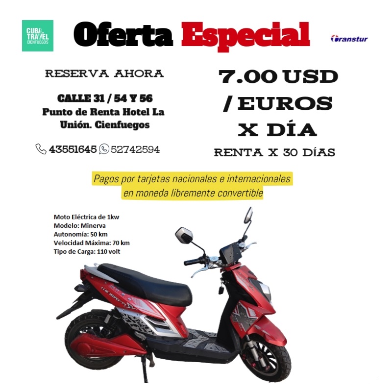 Oferta Especial Renta de Motos. Transtur 2023